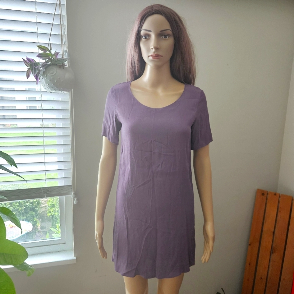 Wlfred Free shift dress lavender purple Midi short sleeves